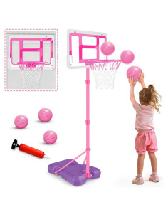 Aro de Baloncesto Ajustable GMAOPHY para Niños Rosa 1.07-1.88m