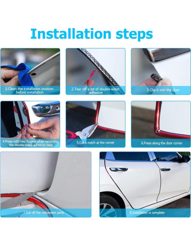 Protectores de Bordes de Puerta de Auto Blilo 16Ft Goma Negra