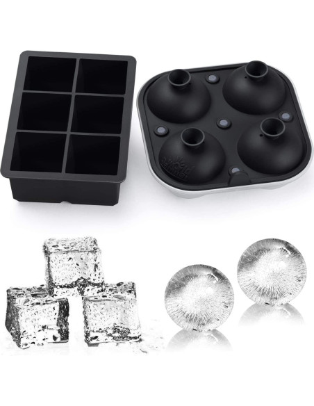 Bandejas de Hielo de Silicona Samuelworld - Combo 4 Esferas y 6 Cubos Bandejas de Hielo de Silicona Samuelworld - Combo 4 Esferas y 6 Cubos