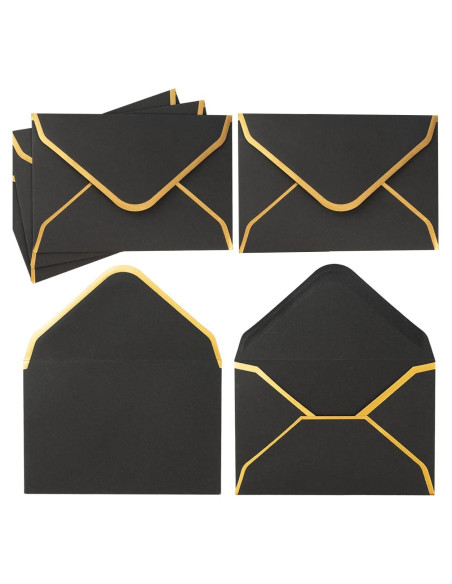 Paquete de 200 Sobres Mini Negros con Borde Dorado 10x7 cm Paquete de 200 Sobres Mini Negros con Borde Dorado 10x7 cm