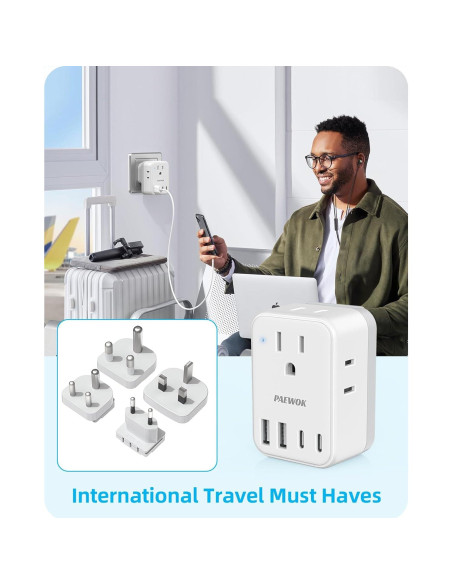 Adaptador de Corriente Universal PAEWOK WPS-10B 8 en 1 con USB Adaptador de Corriente Universal PAEWOK WPS-10B 8 en 1 con USB