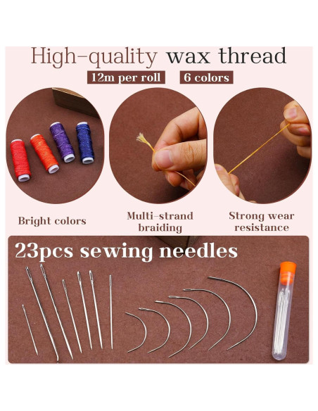 Kit de Costura de Cuero MORFEN con Perforadoras y Hilo Encerado Kit de Costura de Cuero MORFEN con Perforadoras y Hilo Encerado