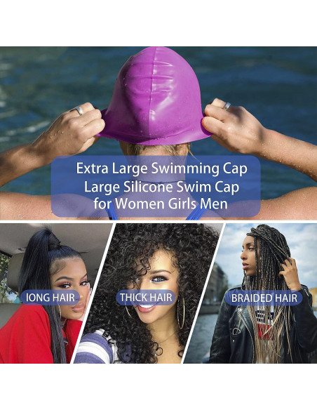Paquete de 3 Gorras de Baño Silicona Geltvilra Extra Grande Paquete de 3 Gorras de Baño Silicona Geltvilra Extra Grande