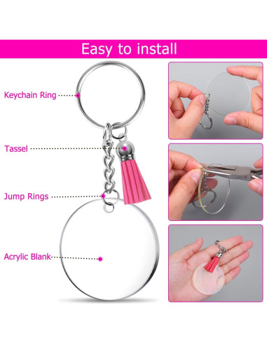 Kit 50 Llaveros Acrílico en Blanco Shynek para Manualidades