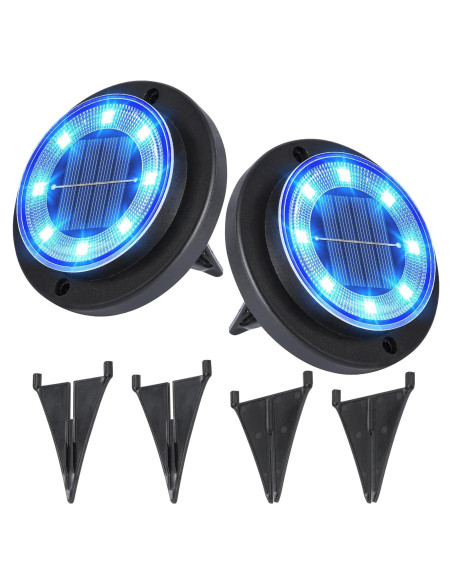 Luces Solares de Suelo Flacchi - 2 Paquete Azul Impermeable Luces Solares de Suelo Flacchi - 2 Paquete Azul Impermeable