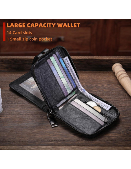 Billetera de Cuero Genuino Bullcaptain T23 Negra con RFID Billetera de Cuero Genuino Bullcaptain T23 Negra con RFID