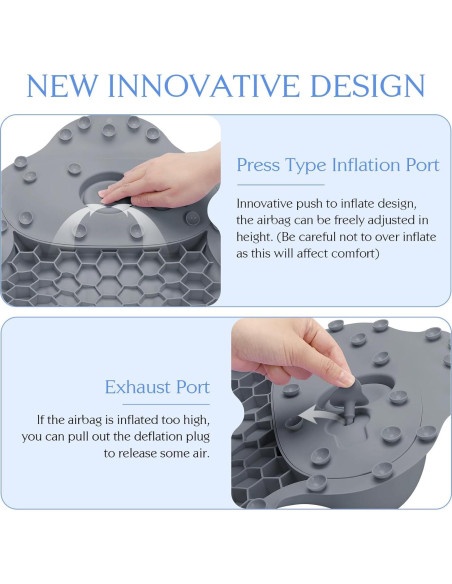 Almohada de Baño Kixcvdm con Airbag Inflable y Ventosas Gris Almohada de Baño Kixcvdm con Airbag Inflable y Ventosas Gris