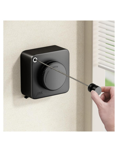 Cuerda de Ropa Retráctil Mustorn 4.6m Acero Inoxidable Negro Cuerda de Ropa Retráctil Mustorn 4.6m Acero Inoxidable Negro