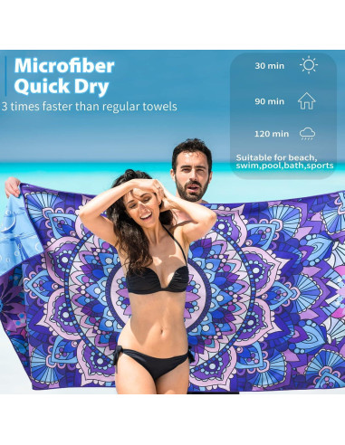 Paquete de 2 Toallas de Playa Microfibra TwoYek 180x81cm Secado Rápido