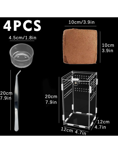 Kit Terrario Acrílico TREELF 20.3x11.9x11.9 cm para Reptiles Kit Terrario Acrílico TREELF 20.3x11.9x11.9 cm para Reptiles