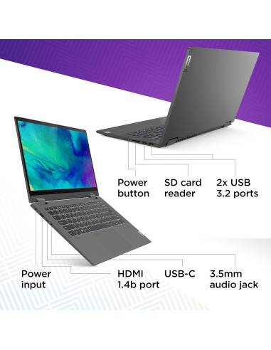 Laptop 2 en 1 Lenovo Ideapad Flex 5, 14" FHD, Ryzen 5, 16GB RAM, 256GB SSD