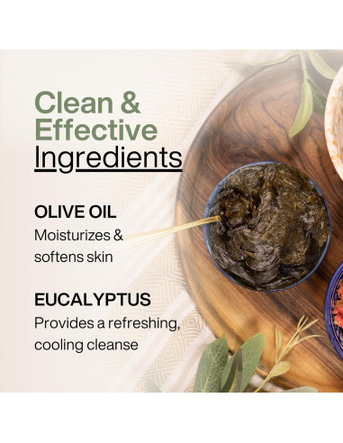 Jabón Negro Marroquí Mchicha con Eucalipto 198g Exfoliante
