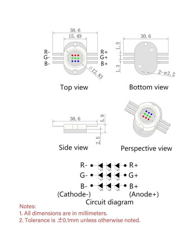 Módulo LED COB 10W RGB LEDGUHON para Iluminación DIY