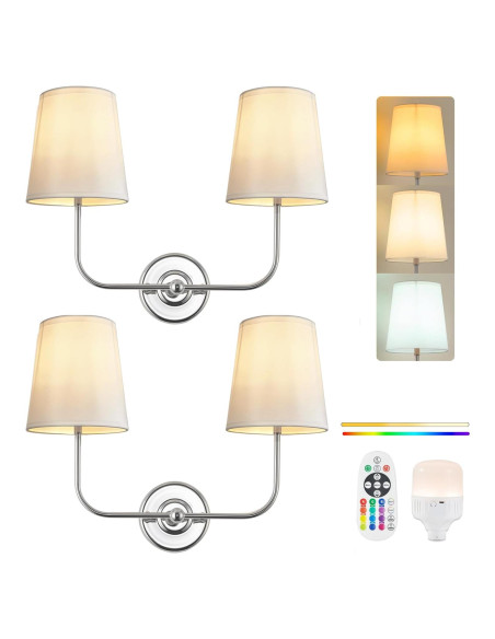 Apliques de Pared Inalámbricos PASSICA DECOR Juego de 2 LED Apliques de Pared Inalámbricos PASSICA DECOR Juego de 2 LED