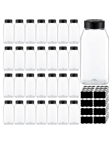 Mifoci 28 Tarros de Especias Plástico 475ml Cuadrados con Etiquetas