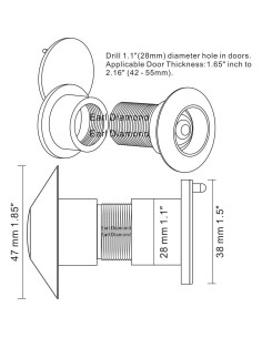 Mirilla de Puerta Earl Diamond Bronce Macizo 220 Grados 2