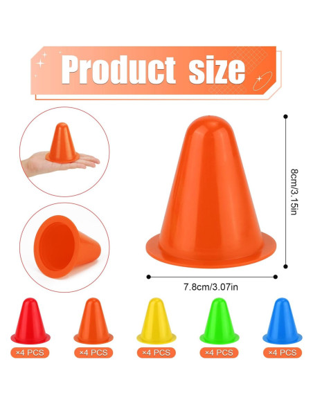 20 Conos de Fútbol XIHIRCD 8 cm para Entrenamiento Deportivo 20 Conos de Fútbol XIHIRCD 8 cm para Entrenamiento Deportivo