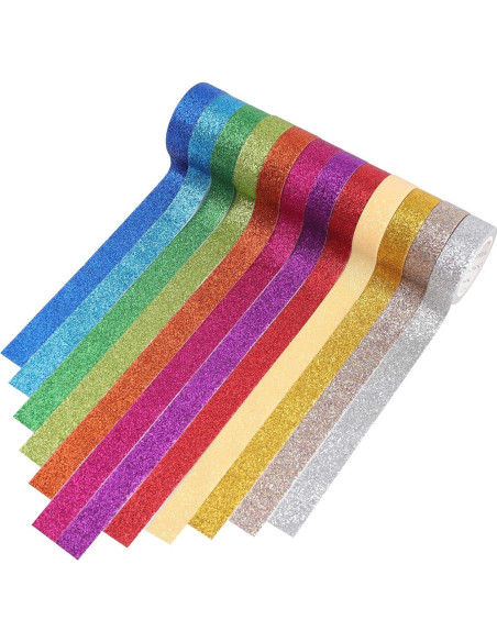 Set de Cinta Washi Brillante DIY Tesuivra - 12 Rollos 15mm x 3m Set de Cinta Washi Brillante DIY Tesuivra - 12 Rollos 15mm x 3m