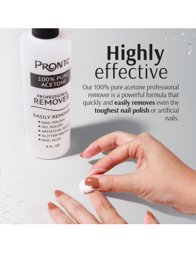 Removedor de Esmalte de Uñas Pronto Acetona Pura 236.6 ml