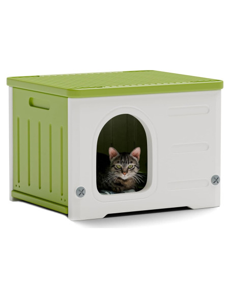 Casa para Gatos TSEHOOHOO Plástico Apilable Verde 55.9x18x43.2cm Casa para Gatos TSEHOOHOO Plástico Apilable Verde 55.9x18x43.2cm