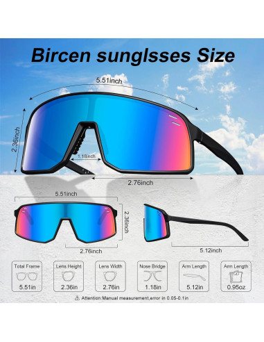 Gafas de Ciclismo Polarizadas UV400 TR90 Negras con Lente Azul