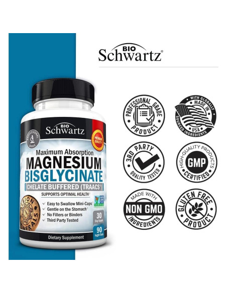 Bisglicinato de Magnesio BioSchwartz 90 Cápsulas 100% Quelado Bisglicinato de Magnesio BioSchwartz 90 Cápsulas 100% Quelado