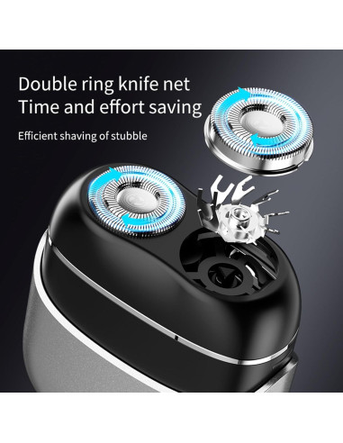 Mini Afeitadora Eléctrica Portátil LAIKME Gris - Doble Cabezal IPX7