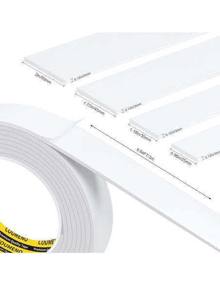 Cinta de Espuma Autoadhesiva COUMENO 3cm x 3m Impermeable Cinta de Espuma Autoadhesiva COUMENO 3cm x 3m Impermeable
