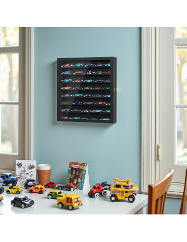 Estuche de Exhibición Buruis para 40 Autos Hot Wheels Negro