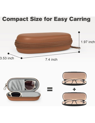 Estuche Doble para Gafas Marrón Organizador con Cremallera