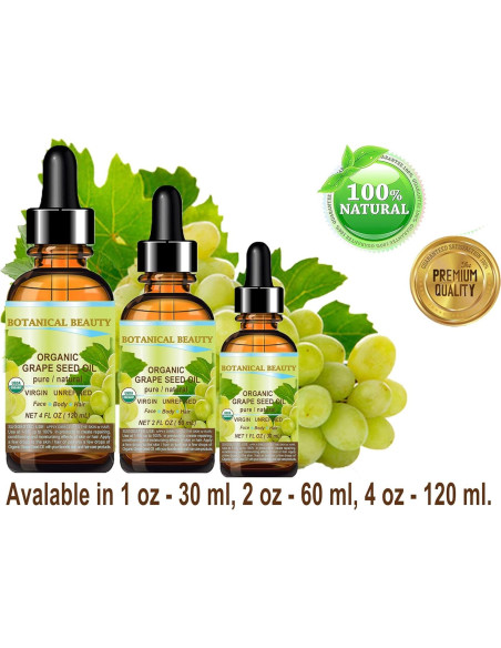 Aceite de Semilla de Uva Orgánico Botanical Beauty 29.57 ml Aceite de Semilla de Uva Orgánico Botanical Beauty 29.57 ml