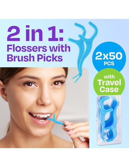 Hilos Dentales Trueocity 2 en 1 con Palillos - 100 Unidades Hilos Dentales Trueocity 2 en 1 con Palillos - 100 Unidades
