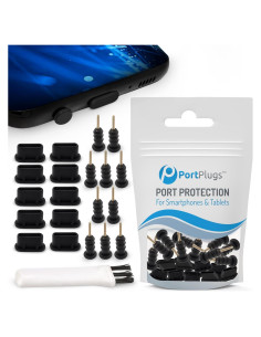 Tapones Antipolvo USB-C PortPlugs - 10 Pares Negros