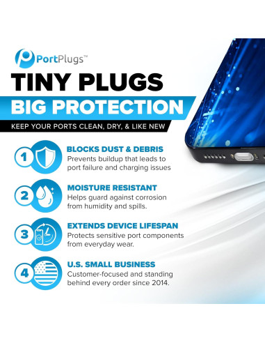 Tapones Antipolvo USB-C PortPlugs - 10 Pares Negros