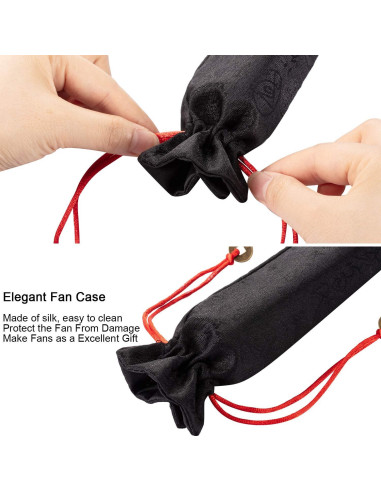 Abanicos de Mano Plegables Maitys 2 Piezas 34x63.5cm Negro
