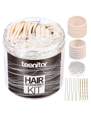 Kit de Accesorios para el Cabello Teenitor 600 Piezas Beige