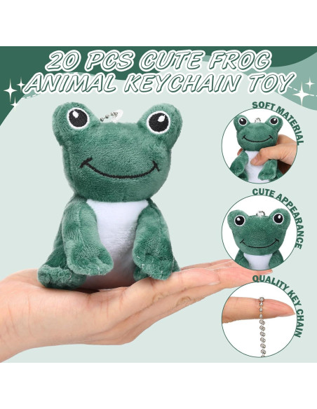20 Llaveros de Rana de Peluche PullCrease 12 cm Adorno Fiesta 20 Llaveros de Rana de Peluche PullCrease 12 cm Adorno Fiesta