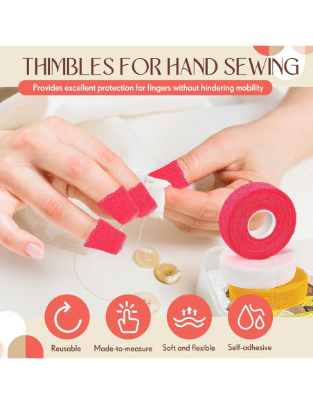 Cinta de Dedal Threlaco 3 Pack Protección para Coser Cinta de Dedal Threlaco 3 Pack Protección para Coser