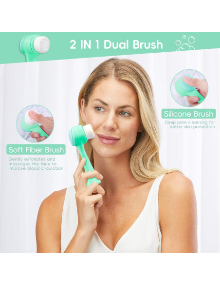 Conjunto Cepillo Limpiador Facial 2 en 1 con Banda Azul Conjunto Cepillo Limpiador Facial 2 en 1 con Banda Azul