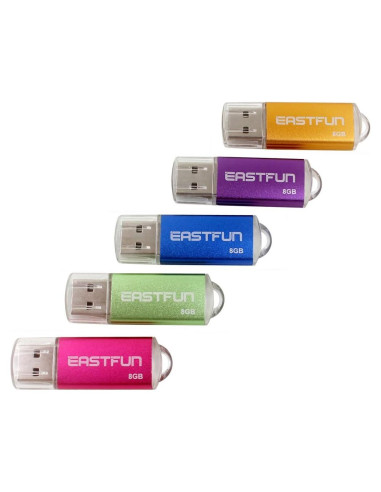 Paquete de 5 USB 2.0 EastFun 8GB Flash Drive Multicolor