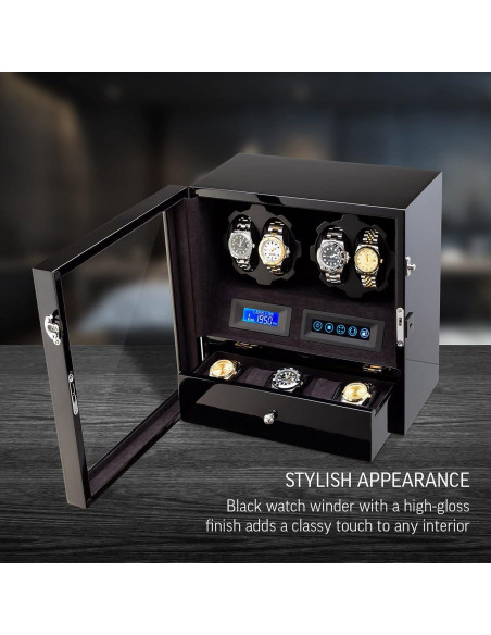 Reloj Winder Leader X205 para 4 Relojes con Luz LED Reloj Winder Leader X205 para 4 Relojes con Luz LED