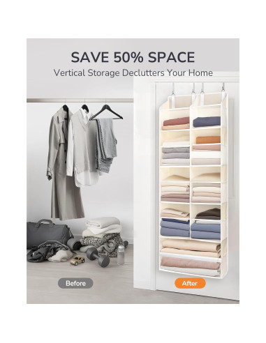 Organizador Colgante ULG Beige 5 Niveles 20 Bolsillos 45 kg