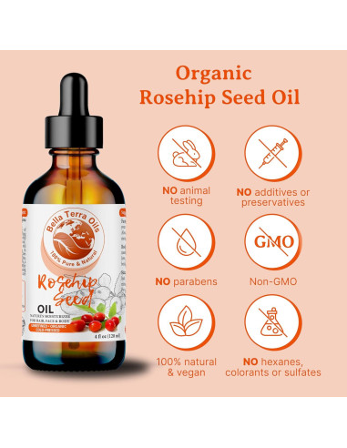Aceite de Rosa Mosqueta Orgánico Bella Terra 59 ml Puro Hidratante