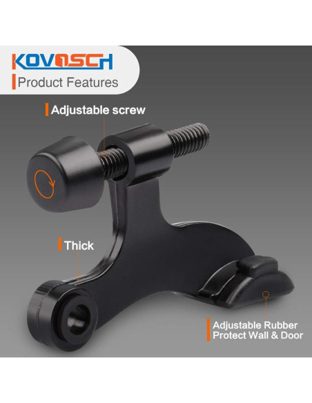 Parada de Puerta Ajustable KOVOSCH 6 Piezas Negro Resistente Parada de Puerta Ajustable KOVOSCH 6 Piezas Negro Resistente