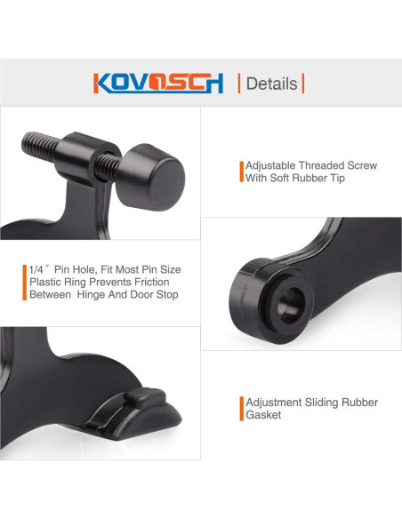 Parada de Puerta Ajustable KOVOSCH 6 Piezas Negro Resistente Parada de Puerta Ajustable KOVOSCH 6 Piezas Negro Resistente