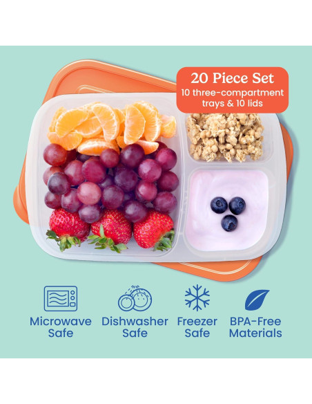 Bentgo Easyboxes - Set de 10 Contenedores de Almuerzo 3 Compartimentos Bentgo Easyboxes - Set de 10 Contenedores de Almuerzo 3 Compartimentos