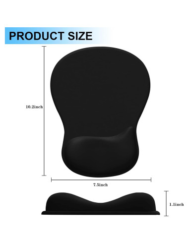 Alfombrilla de Ratón Ergonómica Knocent con Soporte de Gel Negro