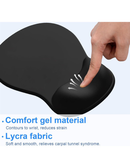 Alfombrilla de Ratón Ergonómica Knocent con Soporte de Gel Negro Alfombrilla de Ratón Ergonómica Knocent con Soporte de Gel Negro