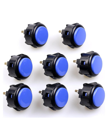 Botón Sanwa OBSF-30 Original 30mm Negro y Azul para Arcade