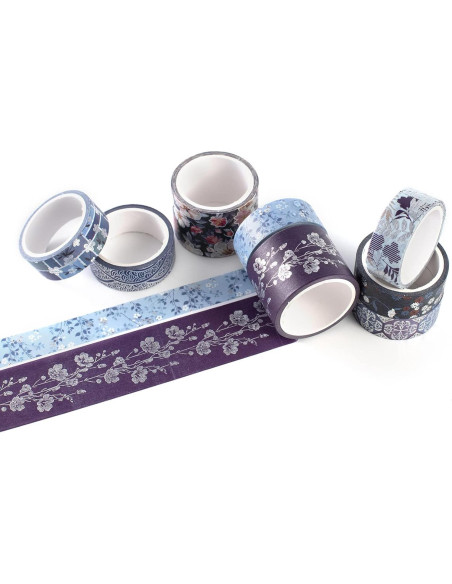 Conjunto de Cinta Washi YUBX Elegance Blue 8 Rollos Decorativos Conjunto de Cinta Washi YUBX Elegance Blue 8 Rollos Decorativos